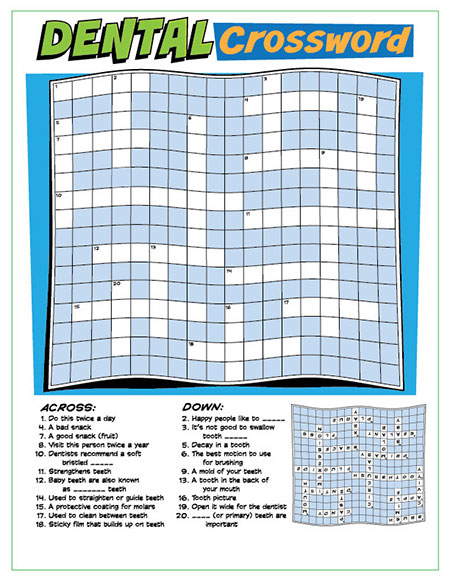 Dental Crossword Puzzle Activity Sheet